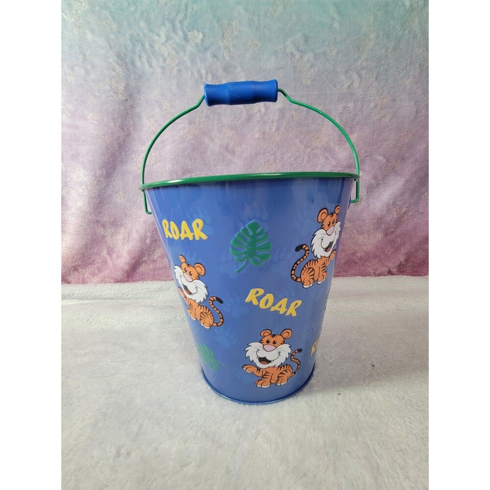 Tiger Roar Blue Green Kid Beach Sand Pail Bucket